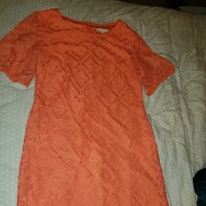 Coral lace overlay